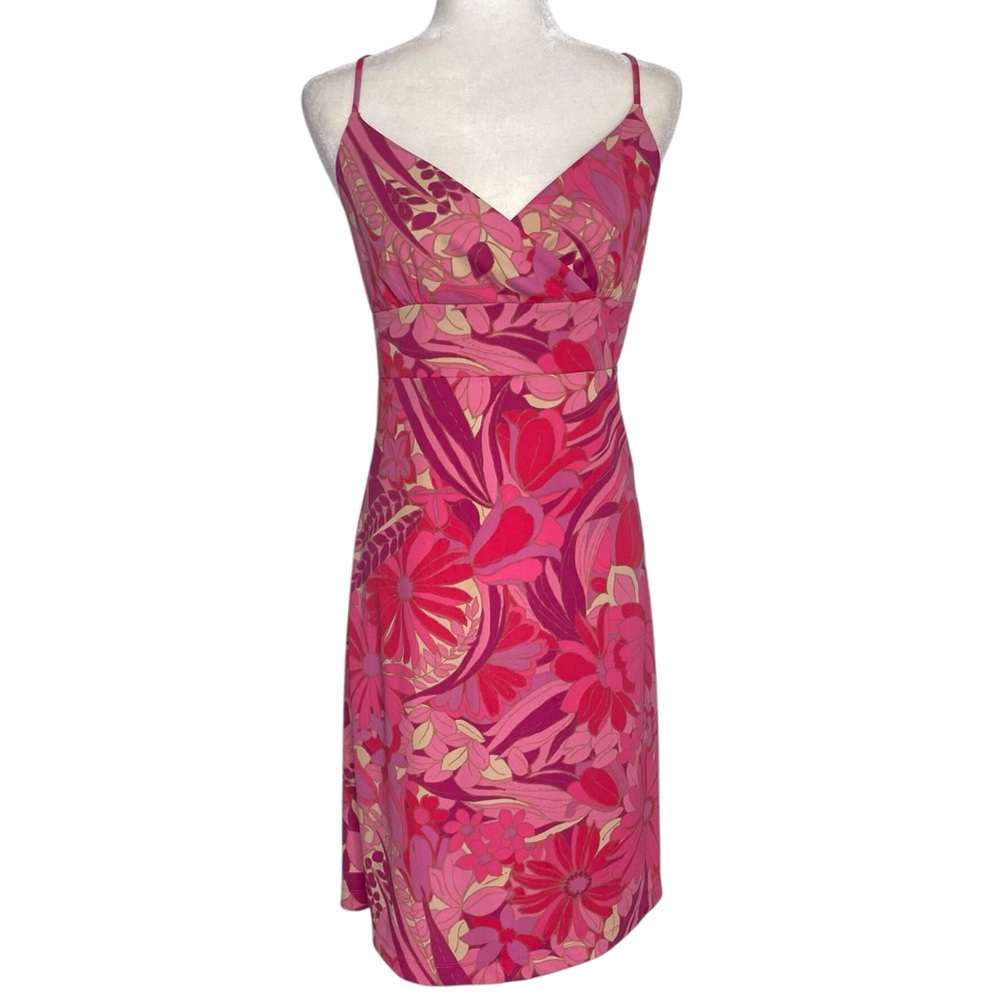 90s Express Retro Floral V-Neck Dress